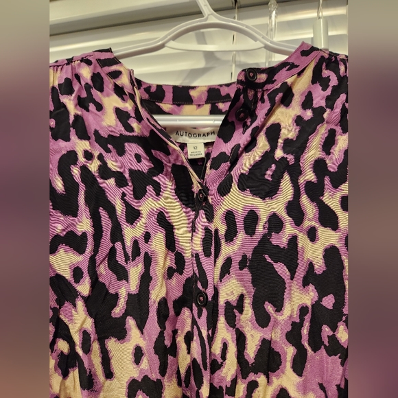 Marks & Spencer Maxi Shirt Dress, Mauve Leopard Print, Size US 8 - Picture 9 of 12